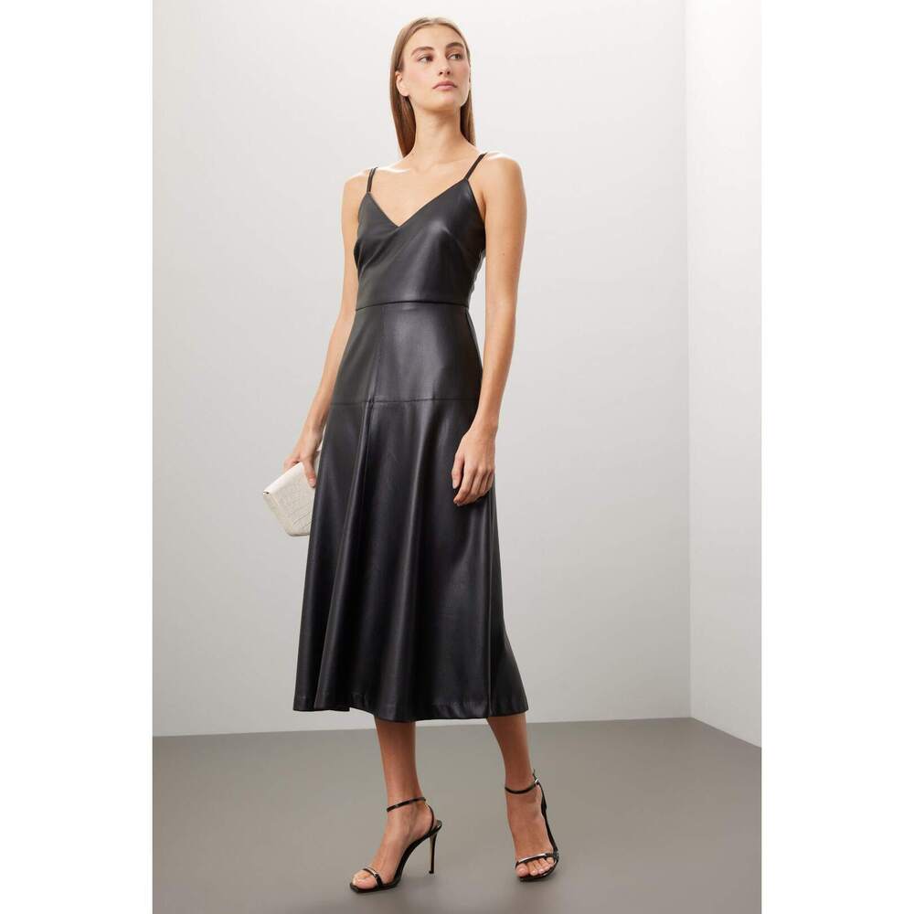 Fifteen Twenty Faux Leather Midi Dress - L